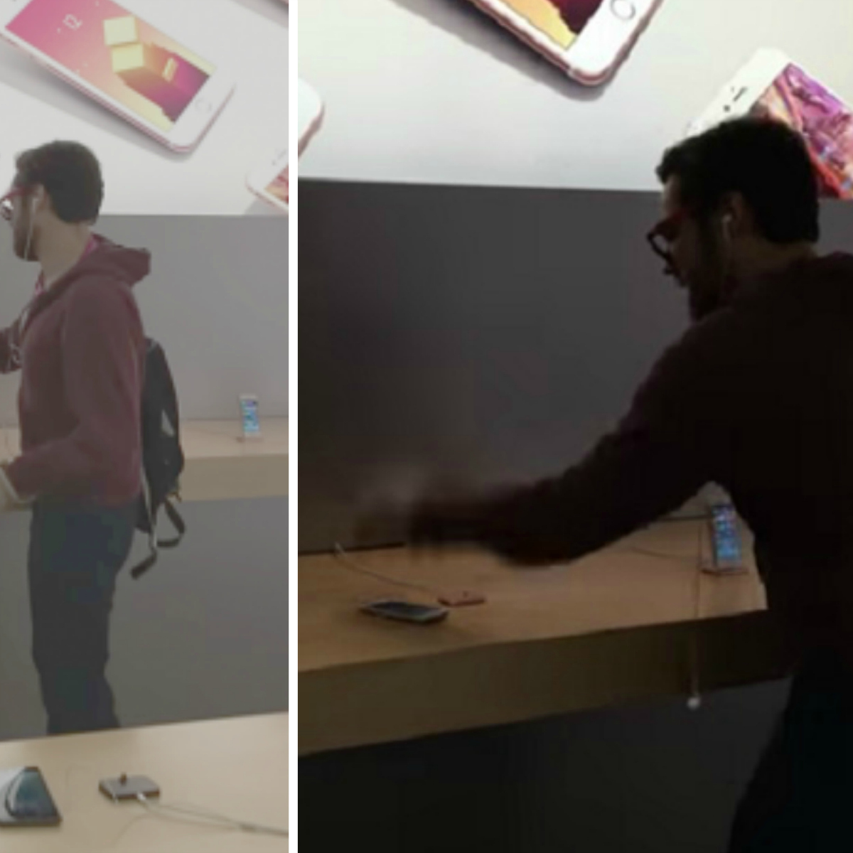 VIDEO: Sujeto irrumpe en un Apple Store para destrozar todo a su paso