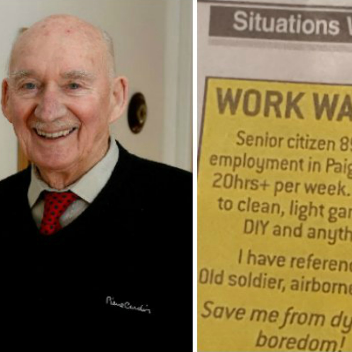 Este anciano solicitó empleo para 'no morir de aburrimiento'