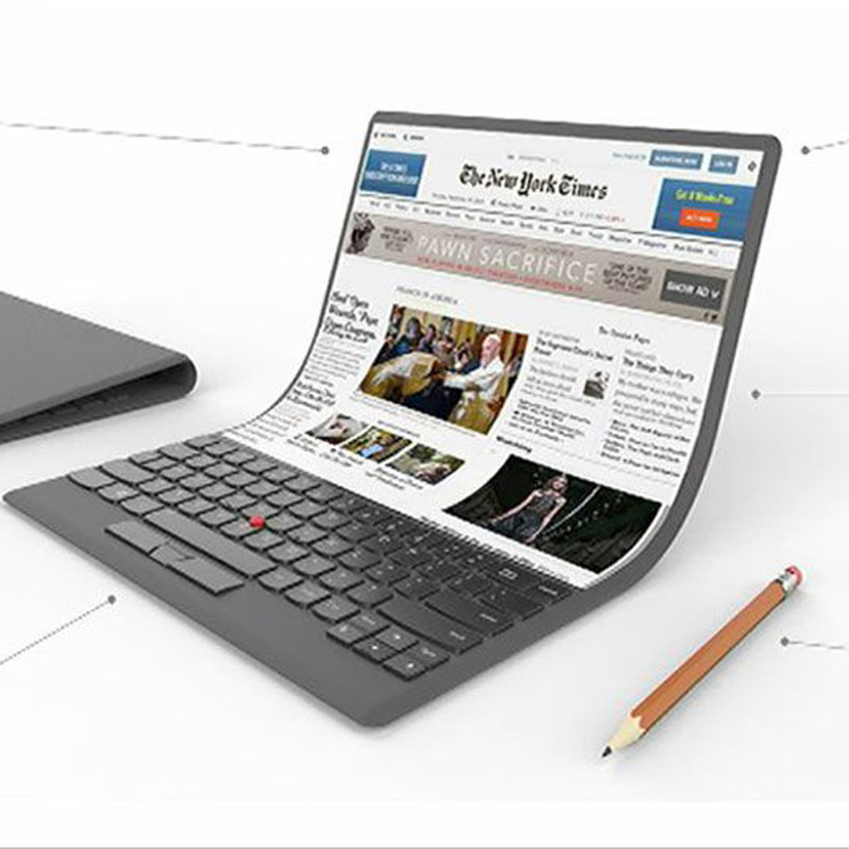 Lenovo podría crear una laptop que se doble como una hoja de papel