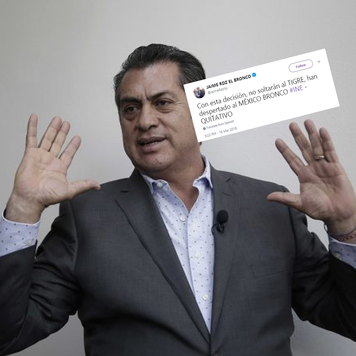 La amenaza que El Bronco lanzó a través de Twitter