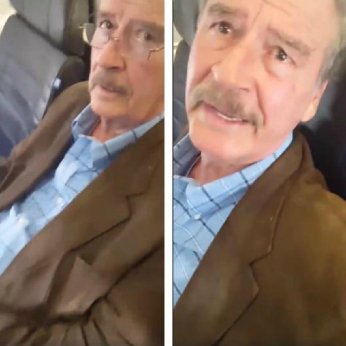 Mujer reclama al expresidente Vicente Fox sobre su pensión en un avión