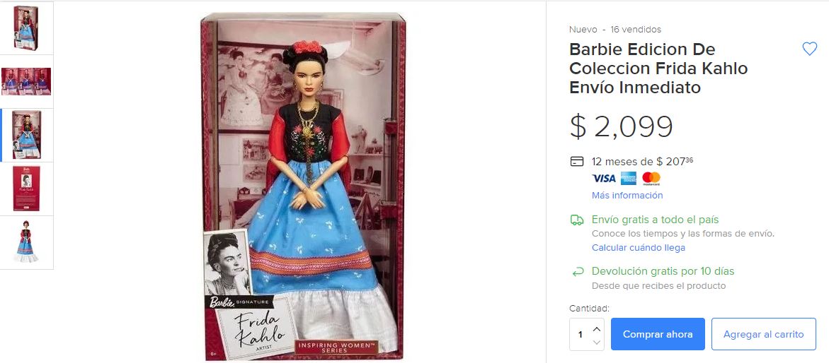 barbie frida kahlo mercadolibre