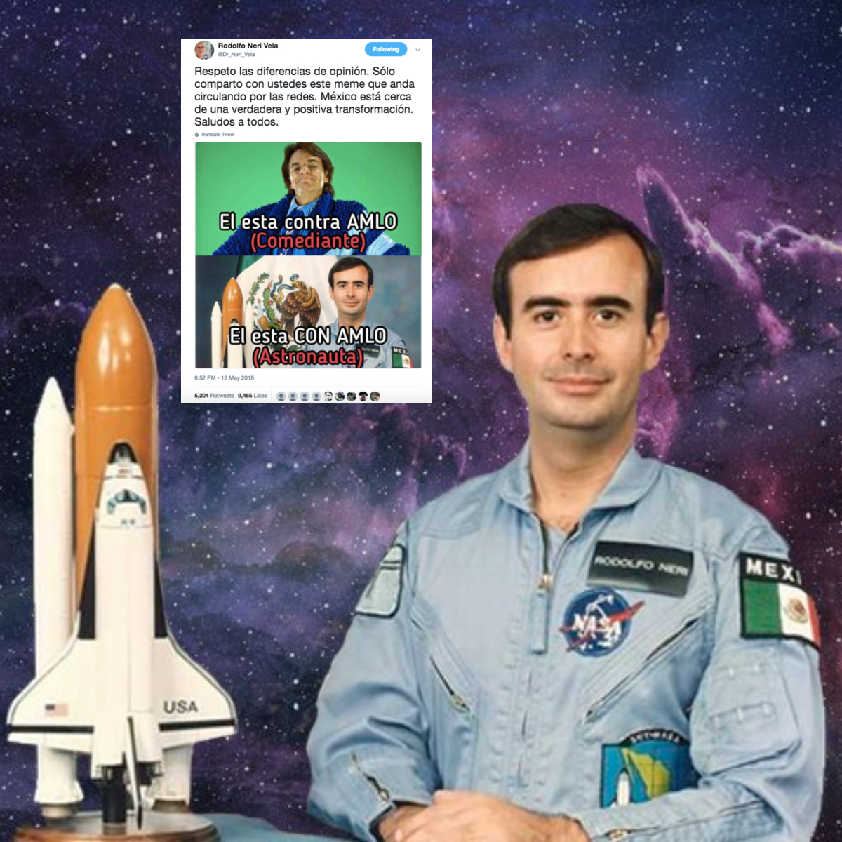 El astronauta Neri Vela se burla de Eugenio Derbez y las redes estallan