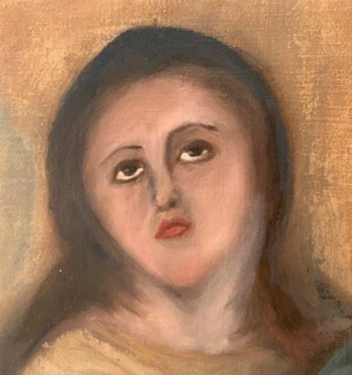 Piden a artesano de muebles que restaure una pintura y la desfigura