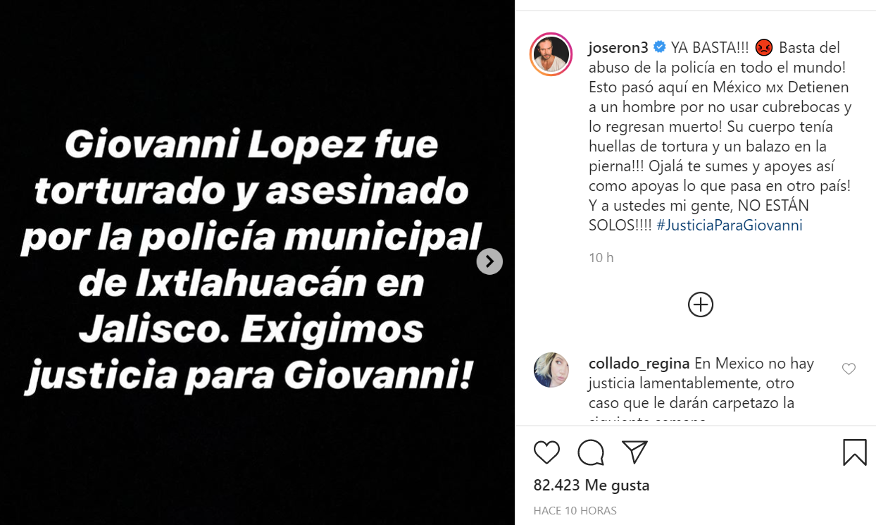famosos piden justicia para Giovanni