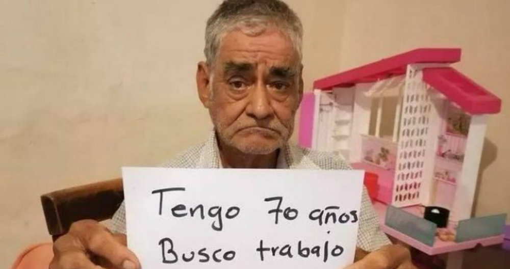 Abuelito de 70 años busca empleo porque no ha podido jubilarse