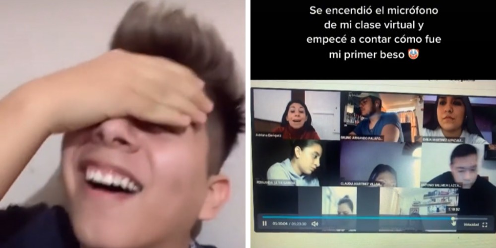 Por error, deja el micrófono abierto y cuenta cómo fue su primer beso en clase virtual