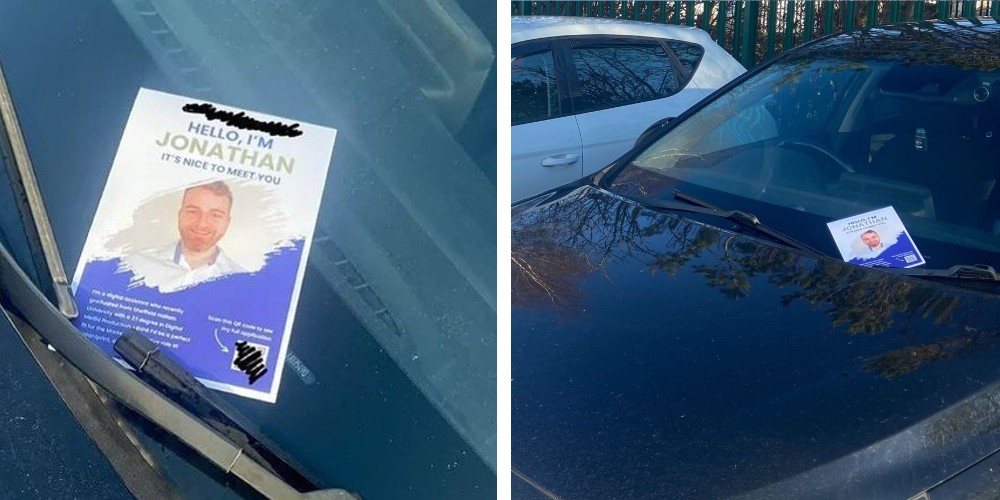 Joven pega su CV en los parabrisas de los autos de una empresa y consigue trabajo