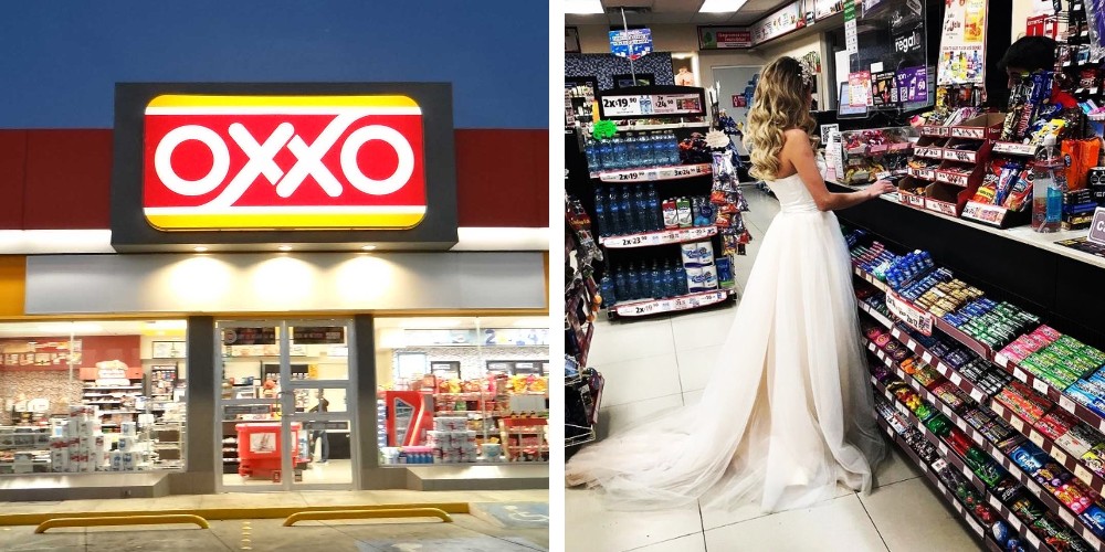 Mujer se hace viral por ir al Oxxo con su vestido de novia puesto