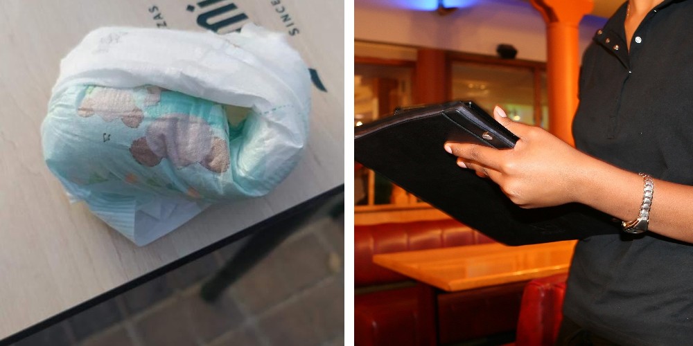 Mesero exhibe a clientes que le dejaron un pañal usado en lugar de propina