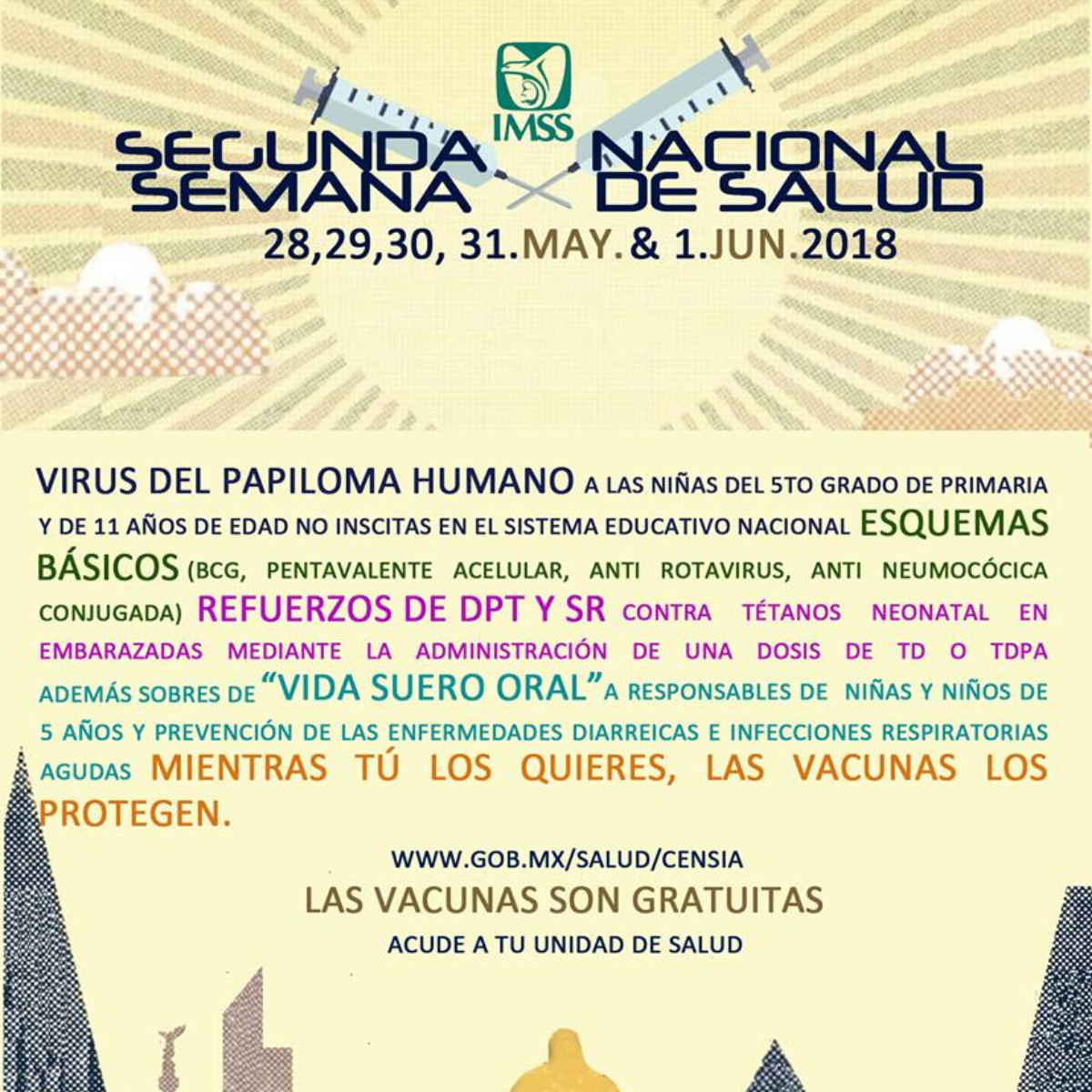 IMSS usa el cartel del Corona Capital 2018 para promover semana de vacunación
